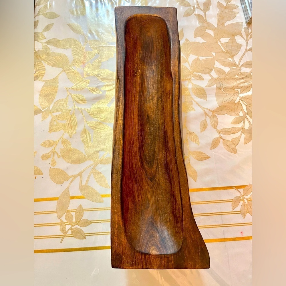 Decorative Carved Wood Wooden Bowl Footed Home Decor Nature Threshold 15”Long